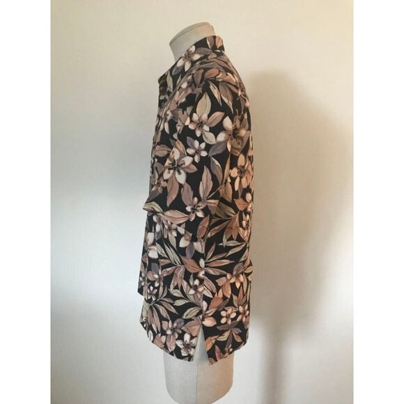 TORI RICHARD Short Sleeve Shirt Sz Medium Hawaiian Cotton Lawn Black Tan Floral - Picture 6 of 8